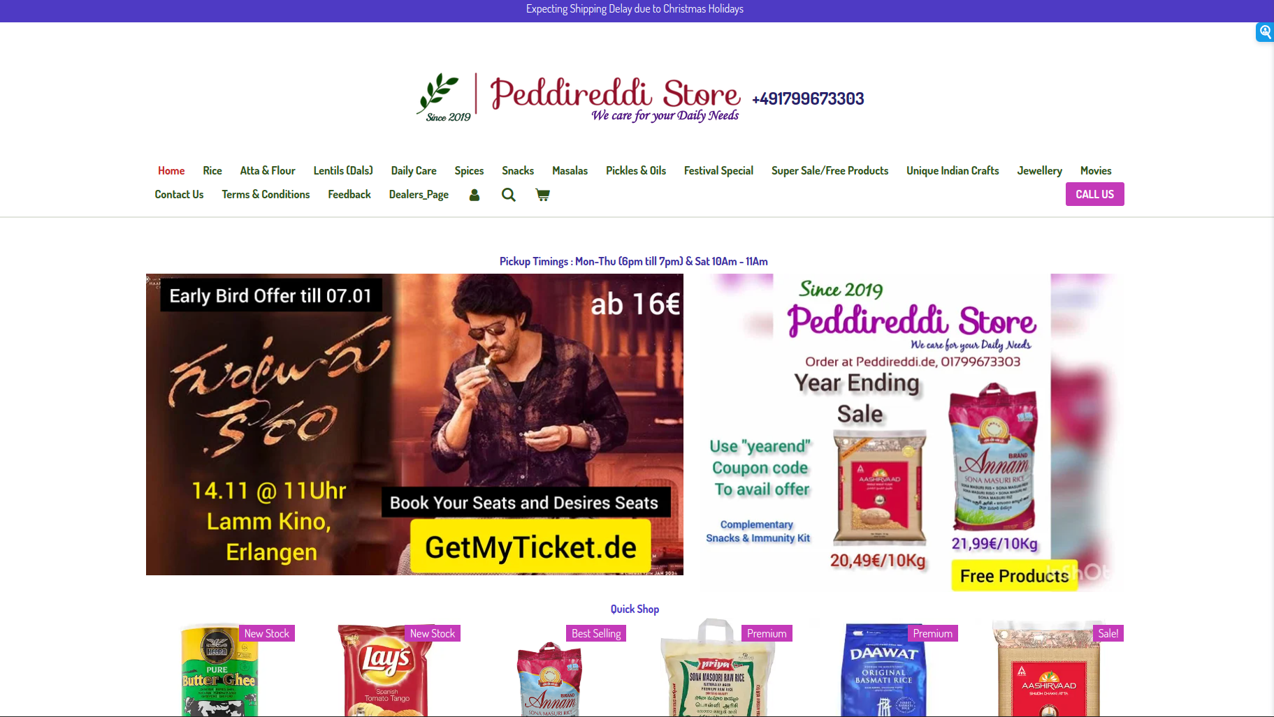 Indian groceries on peddireddi store (Home page of peddireddi.de)